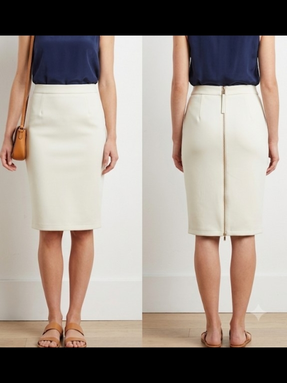 Catherine Malandrino Pale Green High-Waist Pencil Skirt with Exposed Back Zip